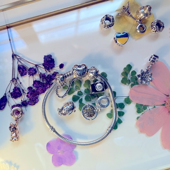 Pandora bracelet , safety chain and charms - Picture 2 of 2